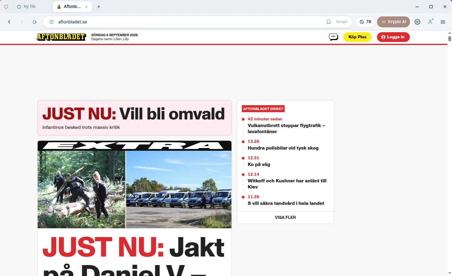En nyhetssajt i Vaka utan annonser
